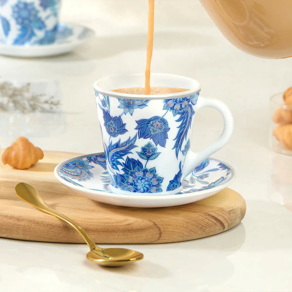 Borosil Larah New Iris Mug n Saucer Set of 6, 160ml