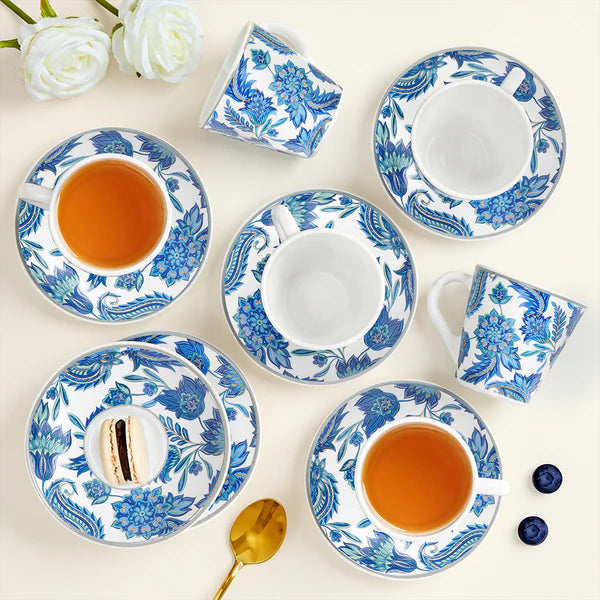 Borosil Larah New Iris Mug n Saucer Set of 6, 160ml