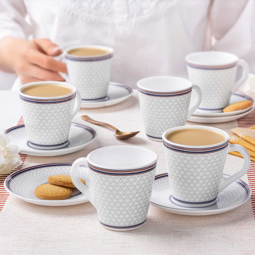 Borosil Larah Starlight Mug n Saucer Set of 6, 160ml