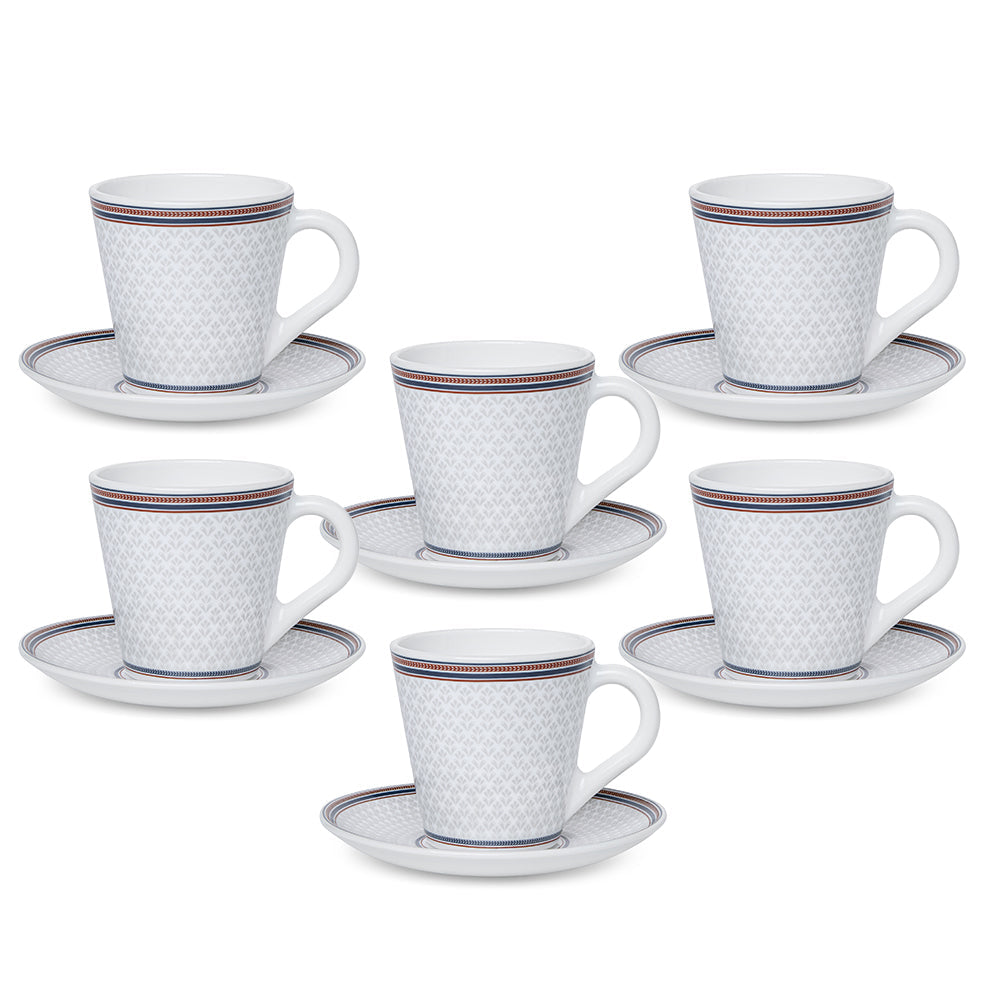 Borosil Larah Starlight Mug n Saucer Set of 6, 160ml