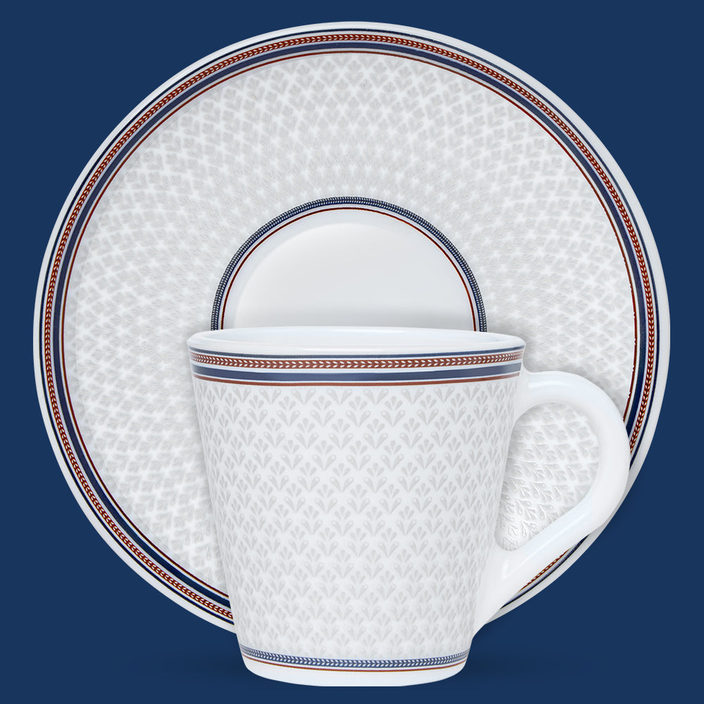 Borosil Larah Starlight Mug n Saucer Set of 6, 160ml
