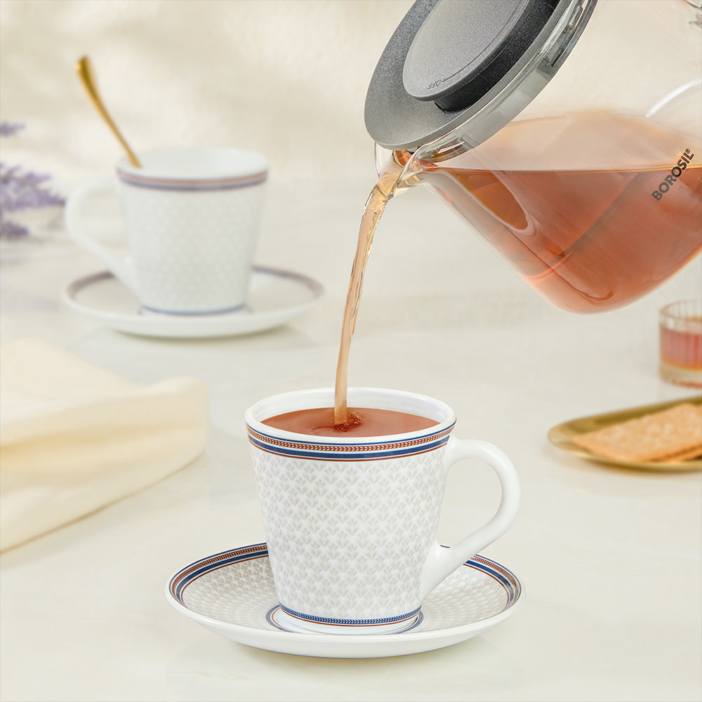 Borosil Larah Starlight Mug n Saucer Set of 6, 160ml