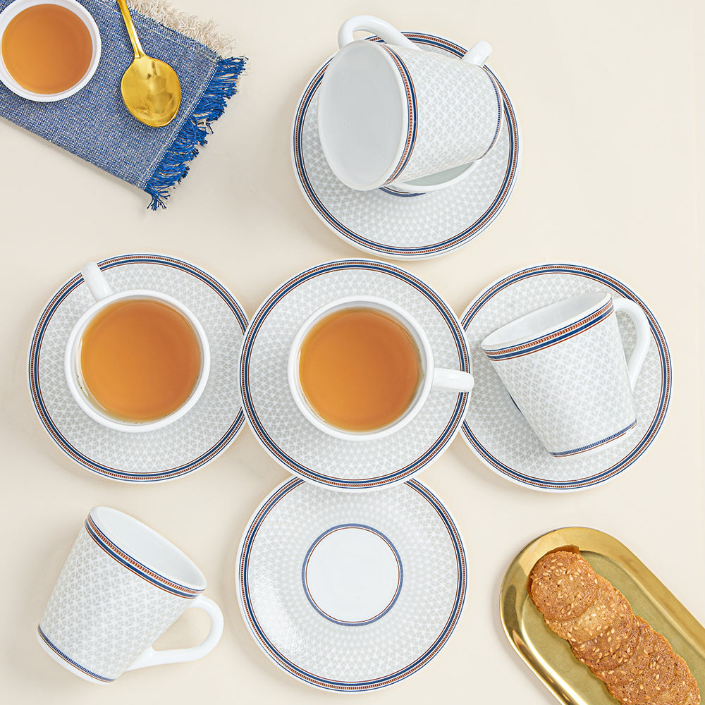 Borosil Larah Starlight Mug n Saucer Set of 6, 160ml