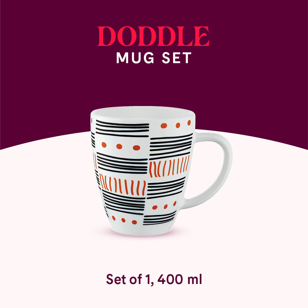 Borosil Larah Doodle Mug 390 ML