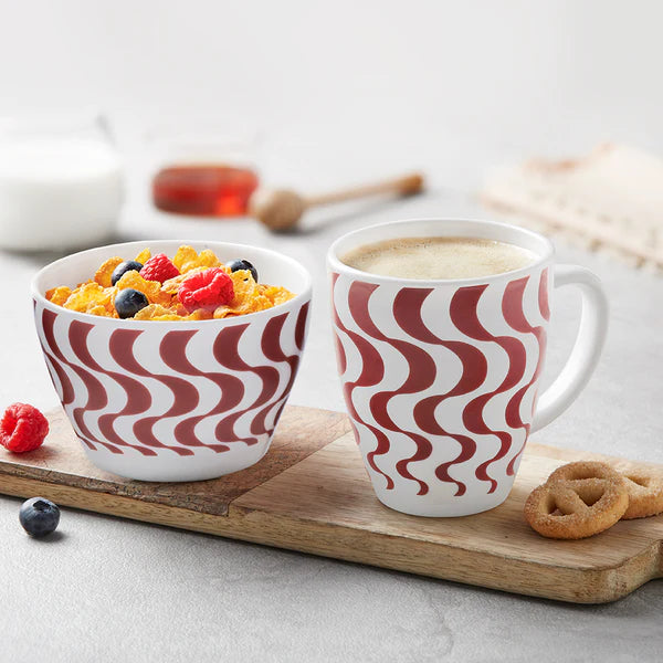 Borosil Larah Waves Brown Breakfast Set, 2 pc