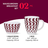 Borosil Larah Waves Brown Breakfast Set, 2 pc