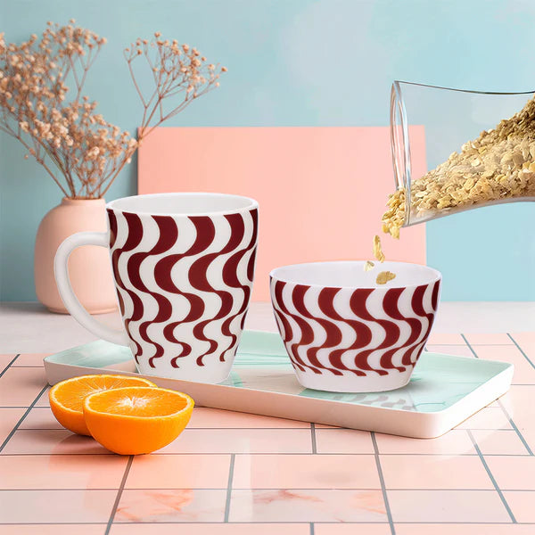 Borosil Larah Waves Brown Breakfast Set, 2 pc