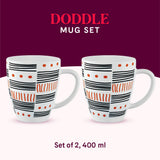 Borosil Larah Doodle Mug Set