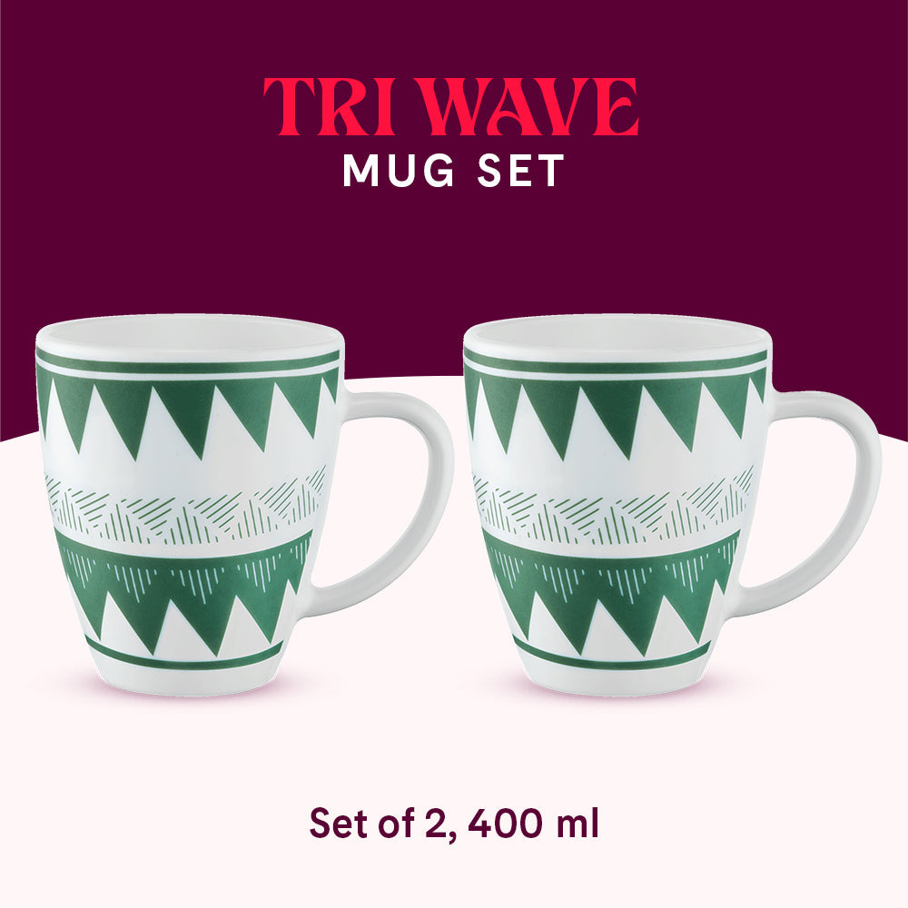 Borosil Larah Tri Wave Mug Set of 2, 400ml
