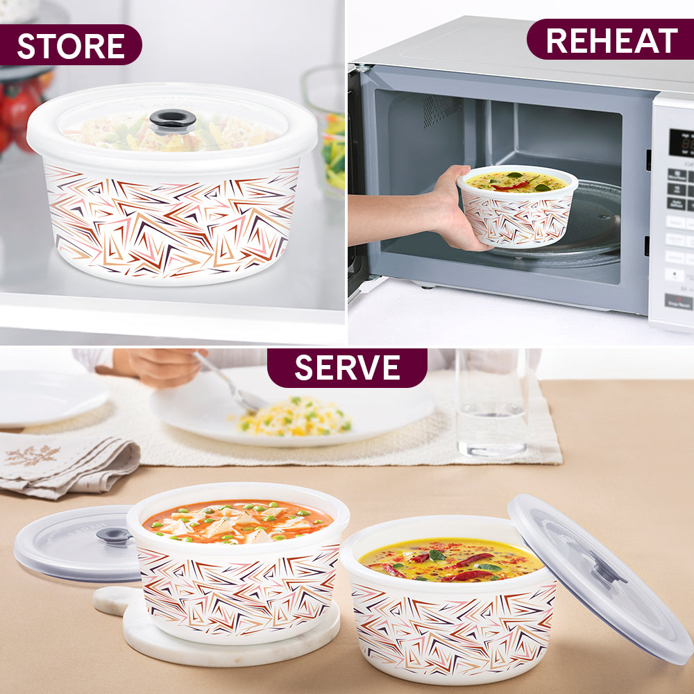 Borosil Larah Comet Storage Bowl Set, 1.2L + 800ml