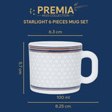 Borosil Larah Starlight Mug Set of 6, 100ml