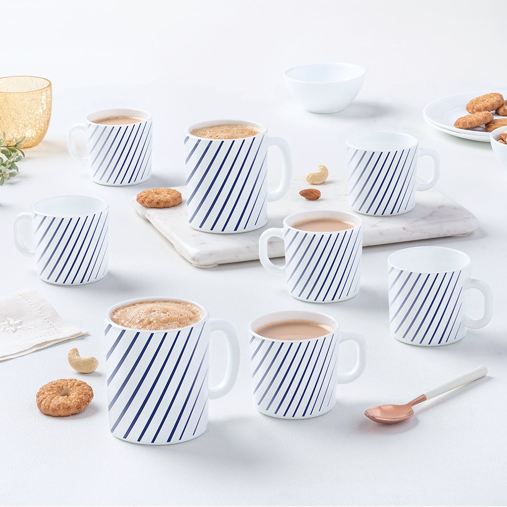 Borosil Larah Indigo Ray Mug Set of 8