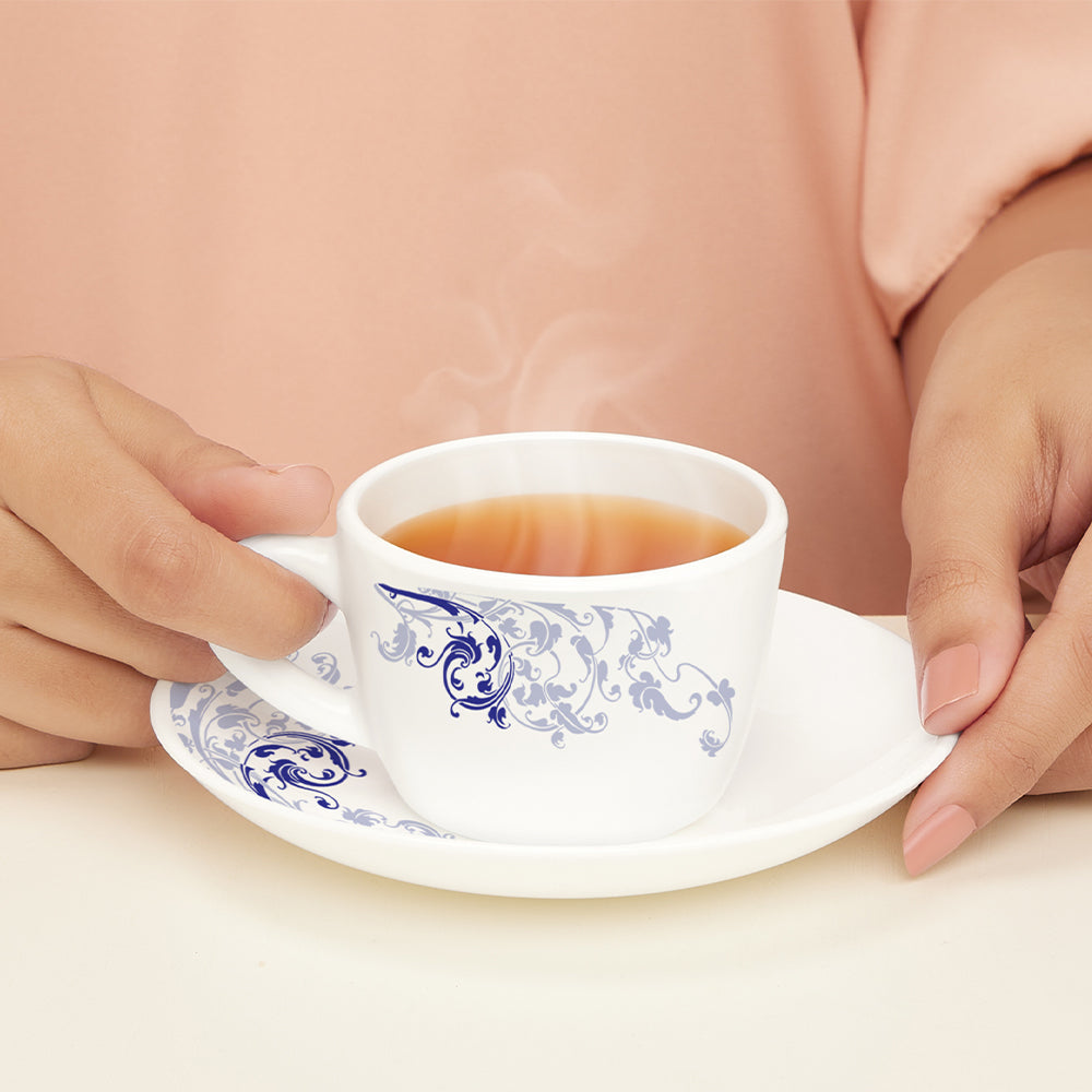 Borosil Larah Blue Eve Cup n Saucer Set of 12, 140ml