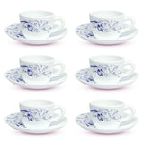 Borosil Larah Blue Eve Cup n Saucer Set of 12, 140ml