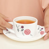 Borosil Larah Dahlia Cup n Saucer Set, 140ml x 12