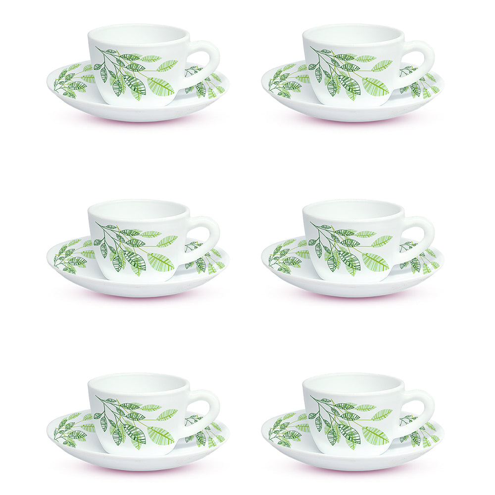 Borosil Larah Fauna Cup n Saucer Set, 140ml x 12