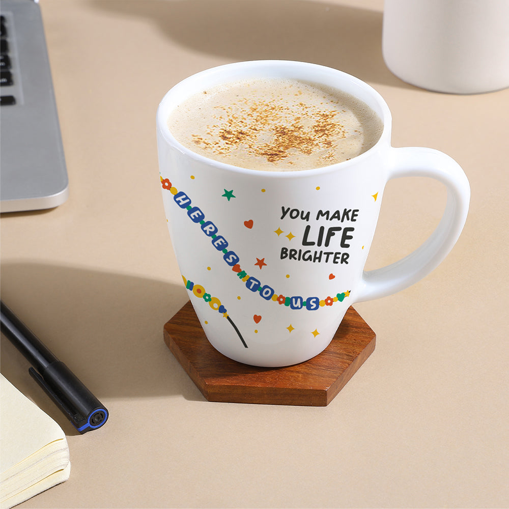 Borosil Larah Friendship Day Opalware Mug, Life 390ml
