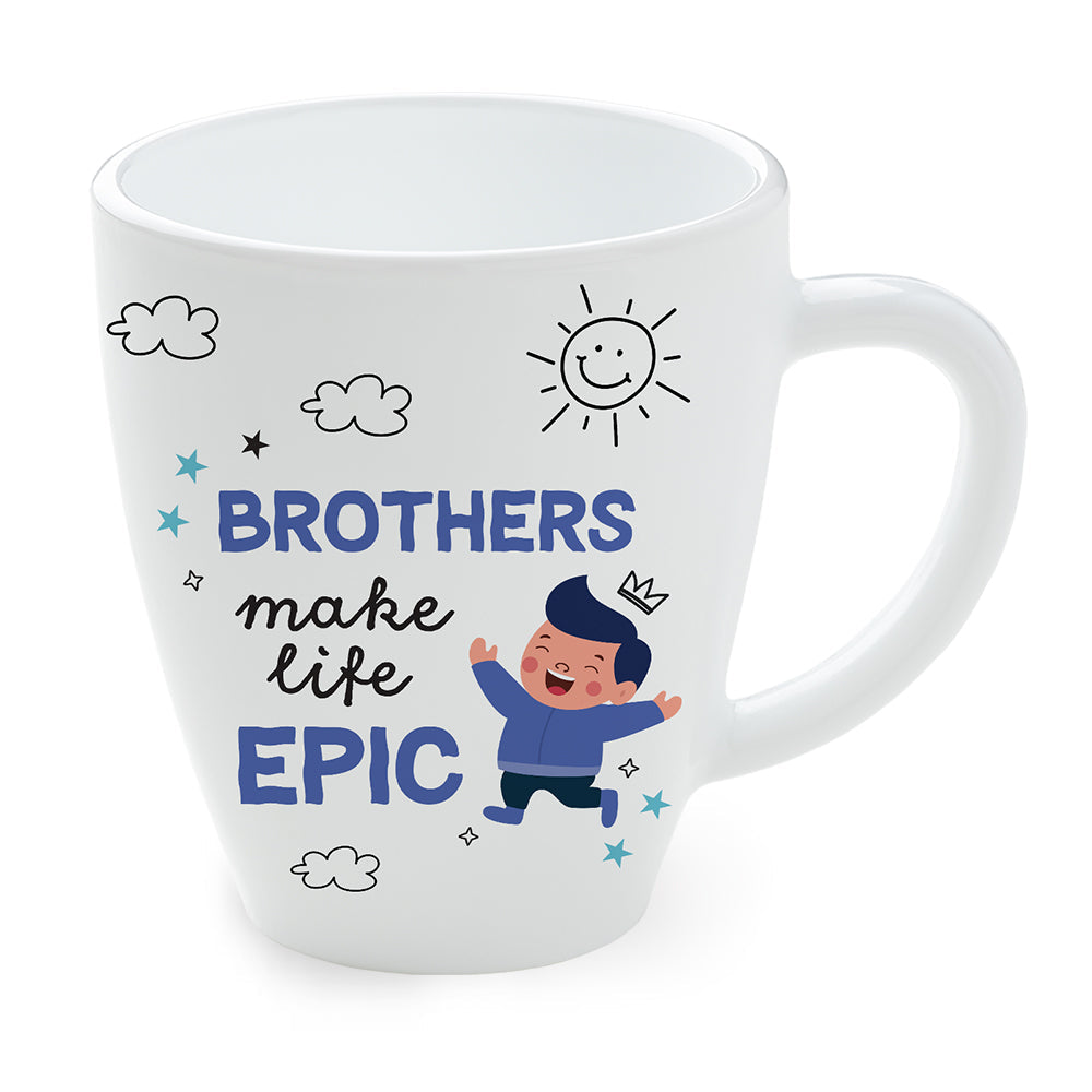 Borosil  Larah Rakhi Opalware Mug, Brothers Make Life Epic 390ml