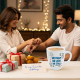 Borosil Larah Rakhi Opalware Mug, We Fight, We Love We Stay 390ml