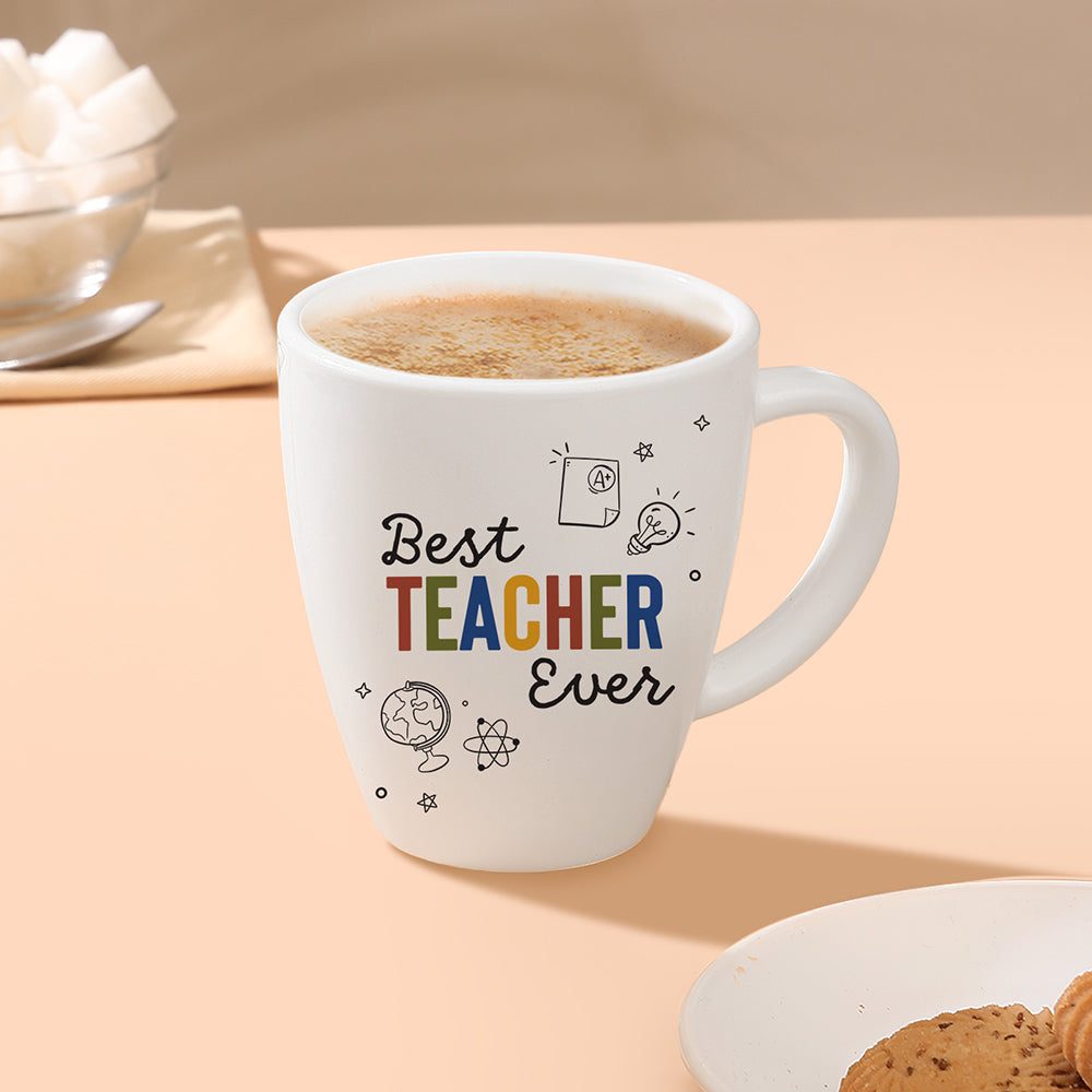 Borosil Larah Teachers Day Opalware Mug, Best Teacher Ever, 390ml
