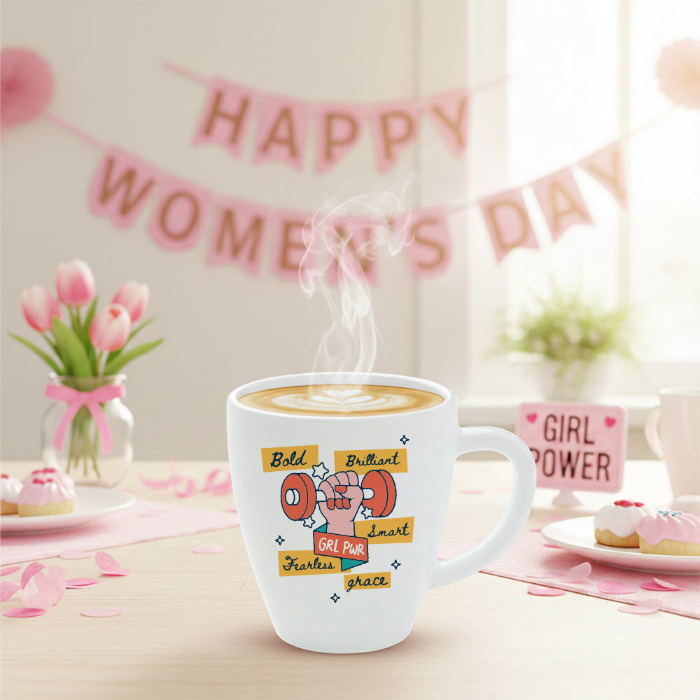 Borosil Larah Women's Day Opalware Mug, Fearless 390ml