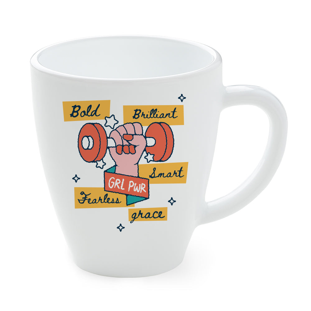 Borosil Larah Women's Day Opalware Mug, Fearless 390ml