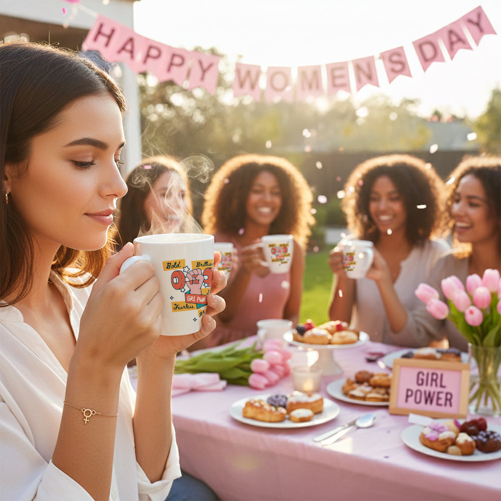 Borosil Larah Women's Day Opalware Mug, Fearless 390ml