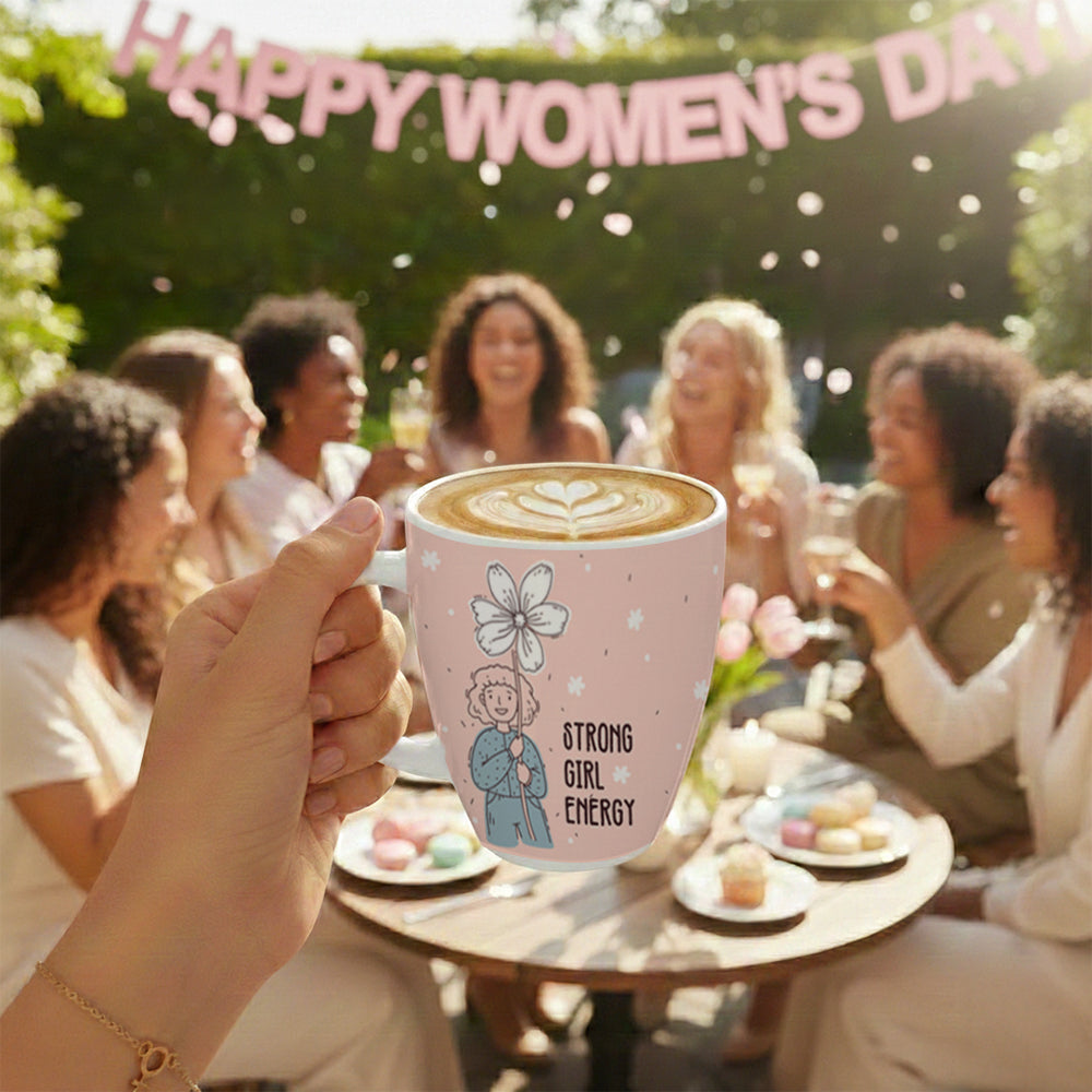 Borosil Larah Women's Day Opalware Mug, Happiness 390ml