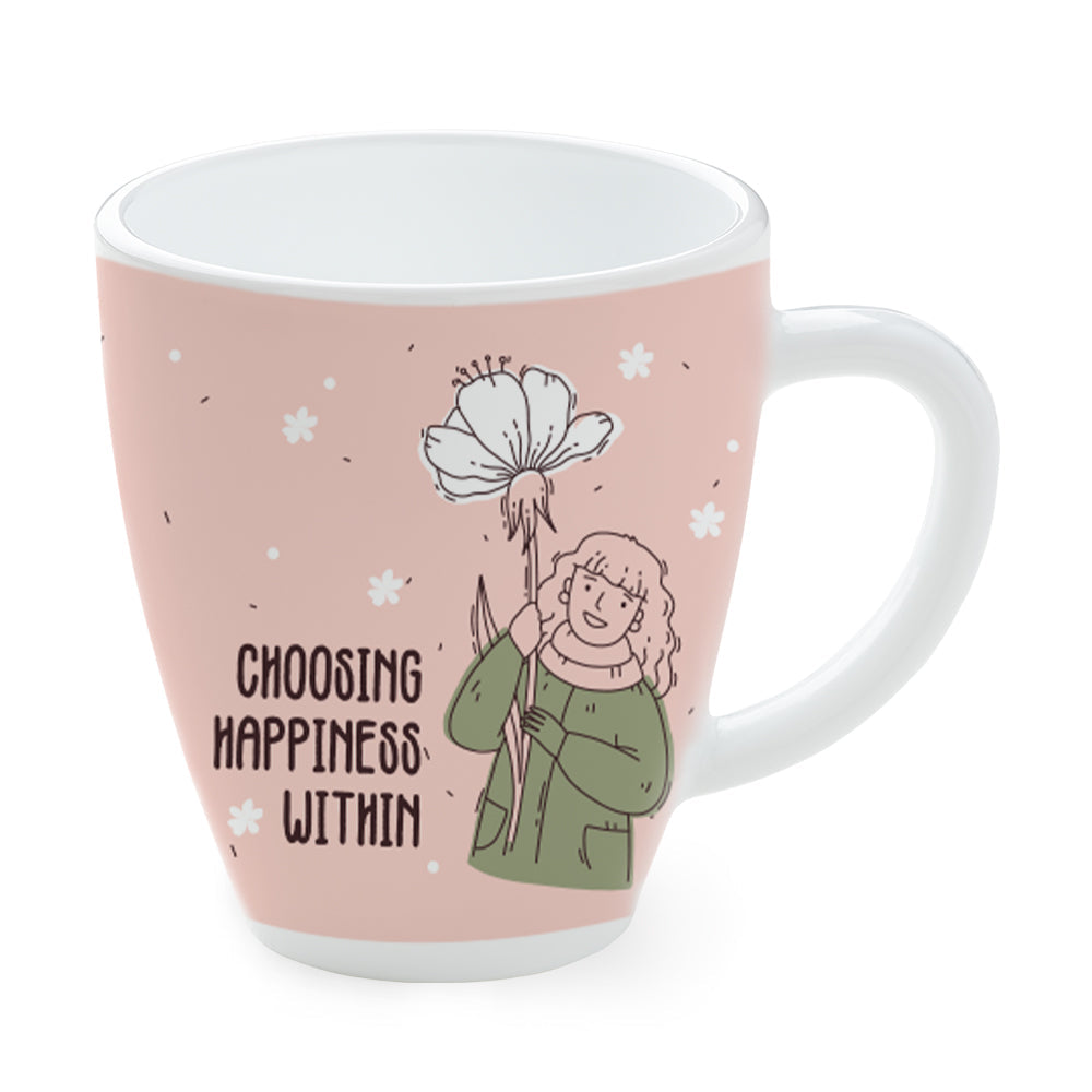 Borosil Larah Women's Day Opalware Mug, Happiness 390ml