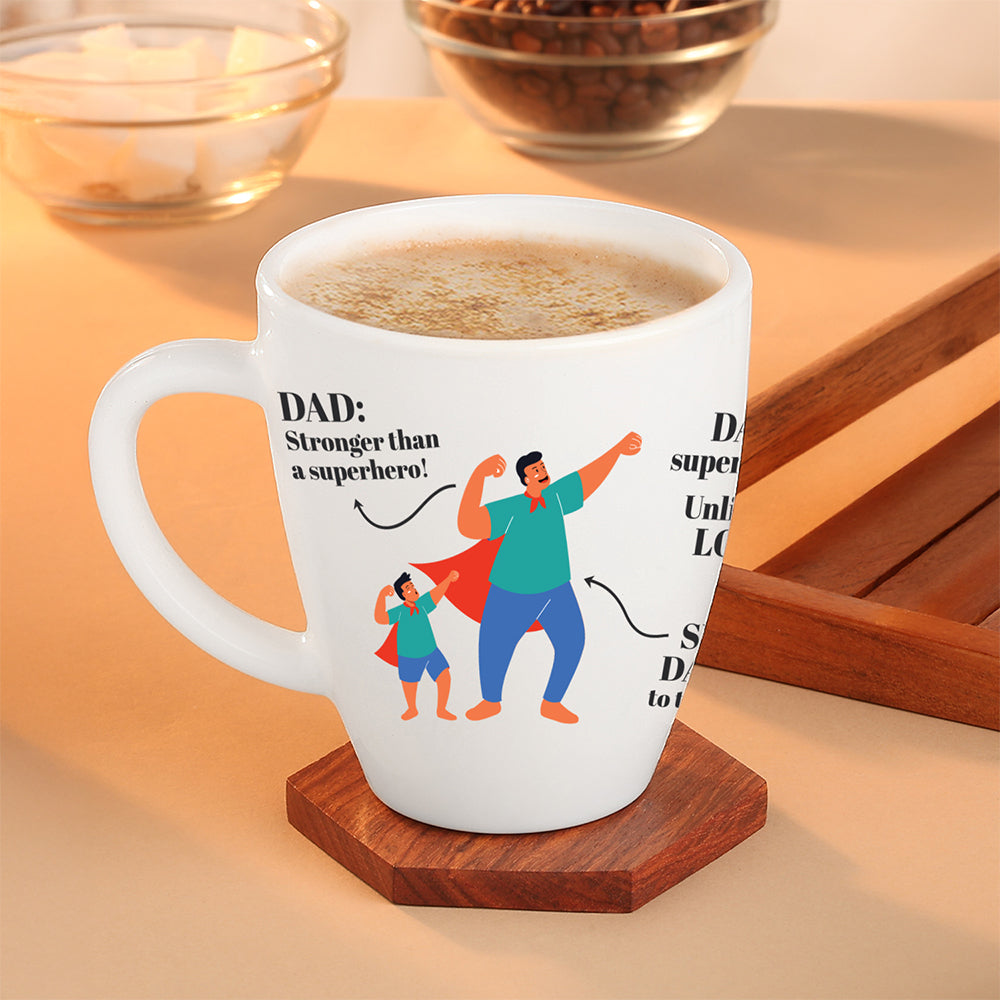 Borosil Larah Father's Day Opalware Mug, Superhero 390ml