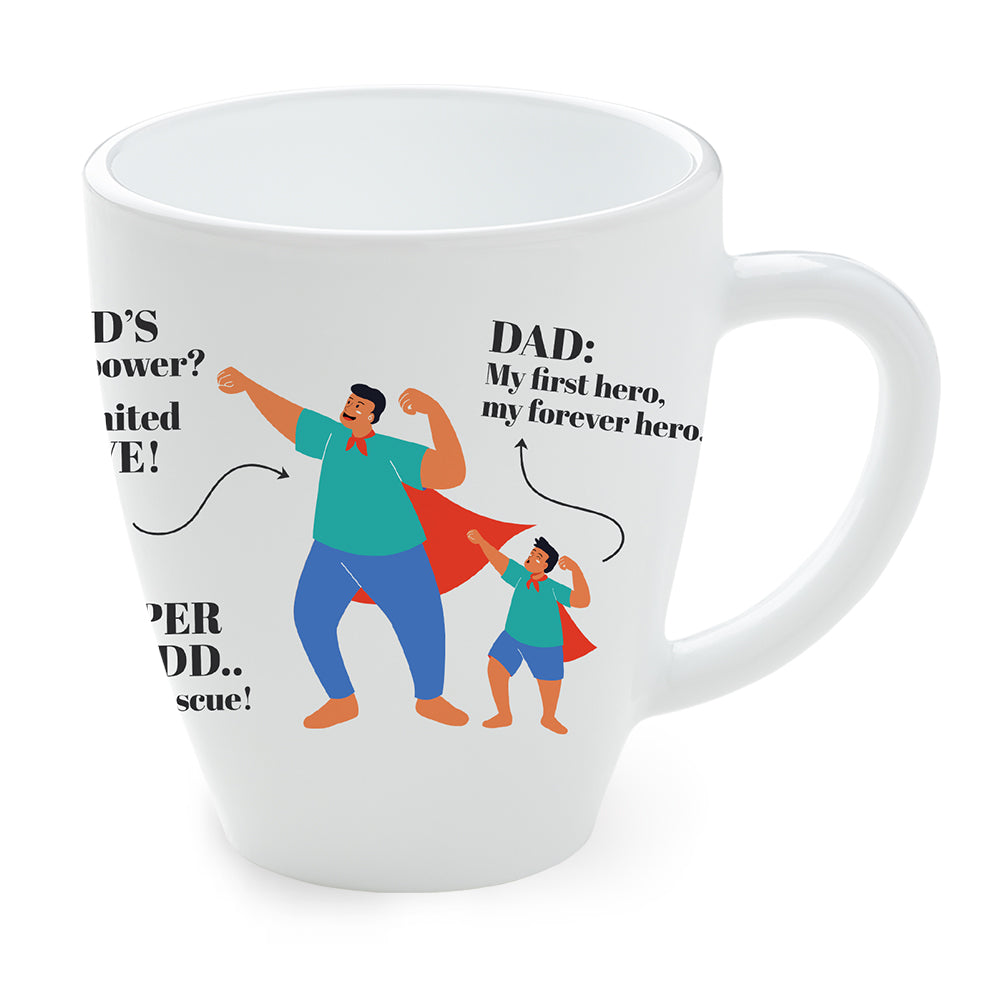 Borosil Larah Father's Day Opalware Mug, Superhero 390ml