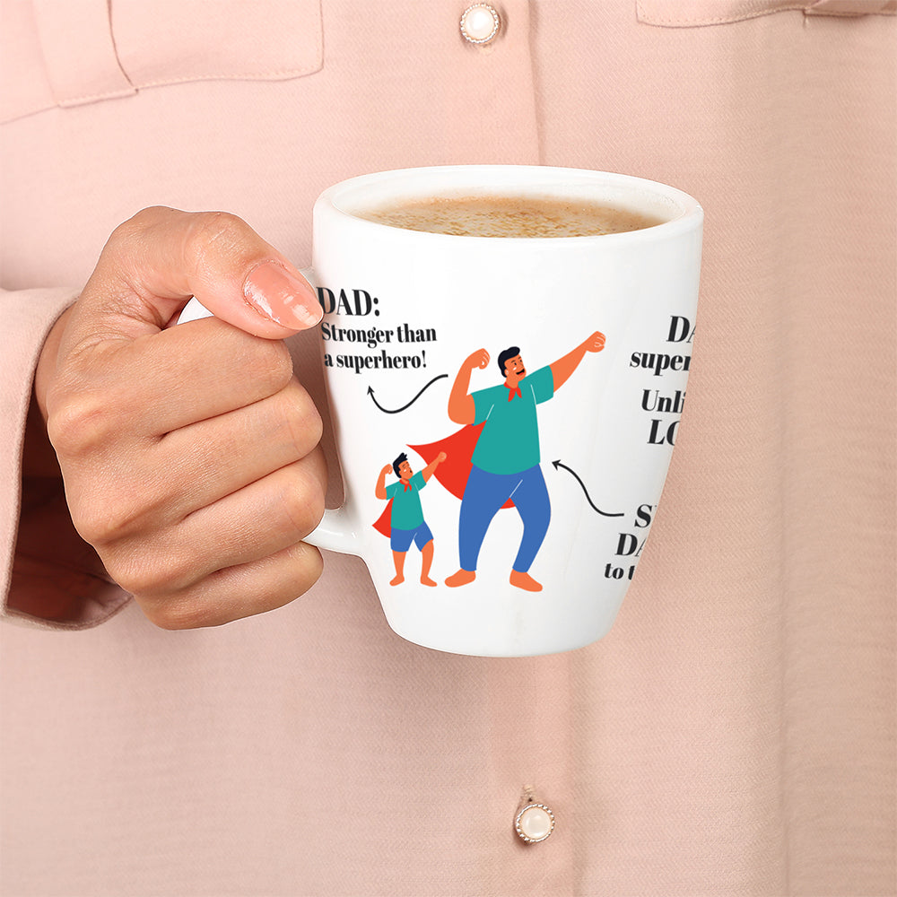Borosil Larah Father's Day Opalware Mug, Superhero 390ml