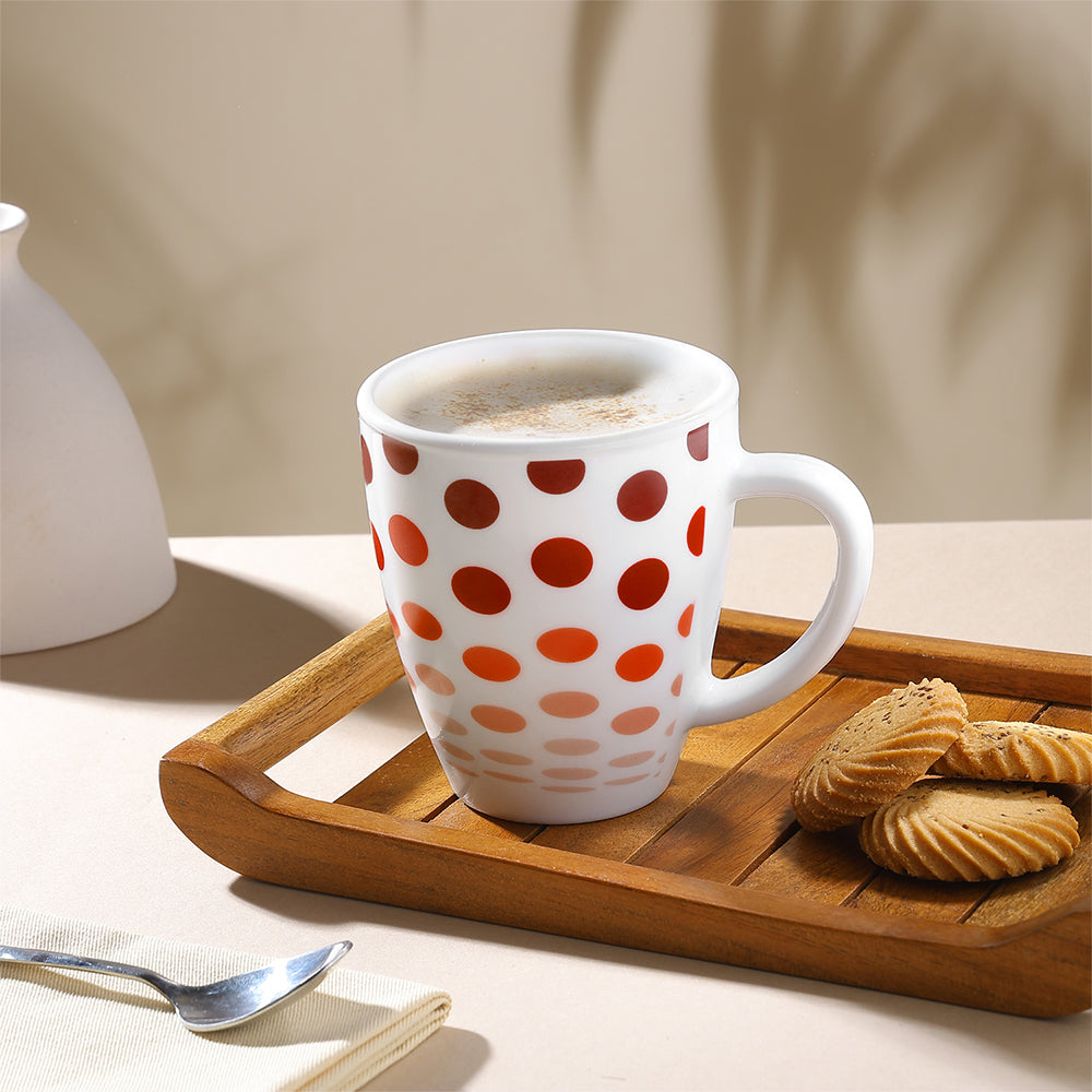 Borosil Larah Polka Mug, Red 390ml