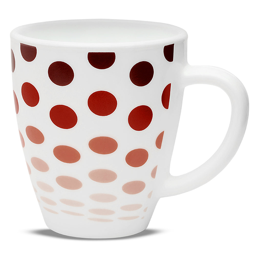 Borosil Larah Polka Mug, Red 390ml