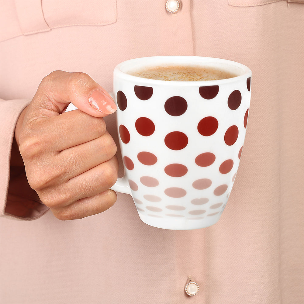 Borosil Larah Polka Mug, Red 390ml