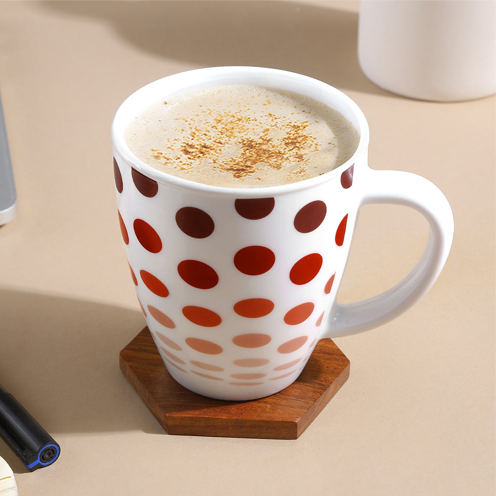 Borosil Larah Polka Mug, Red 390ml