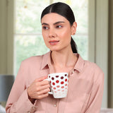Borosil Larah Polka Mug, Red 390ml