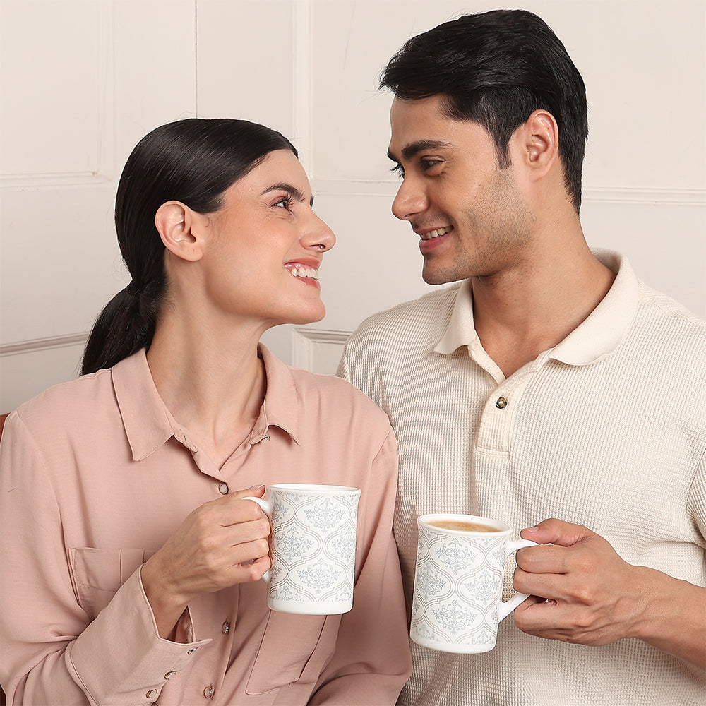 Borosil Larah Sivas Grey Mug Set, 350ml x 2