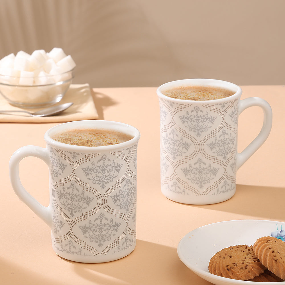 Borosil Larah Sivas Grey Mug Set, 350ml x 2