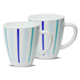 Larah Blue Strip Mug Set, 390ml x 2