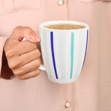 Larah Blue Strip Mug Set, 390ml x 2