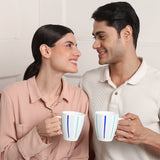 Larah Blue Strip Mug Set, 390ml x 2