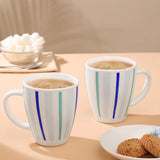 Larah Blue Strip Mug Set, 390ml x 2