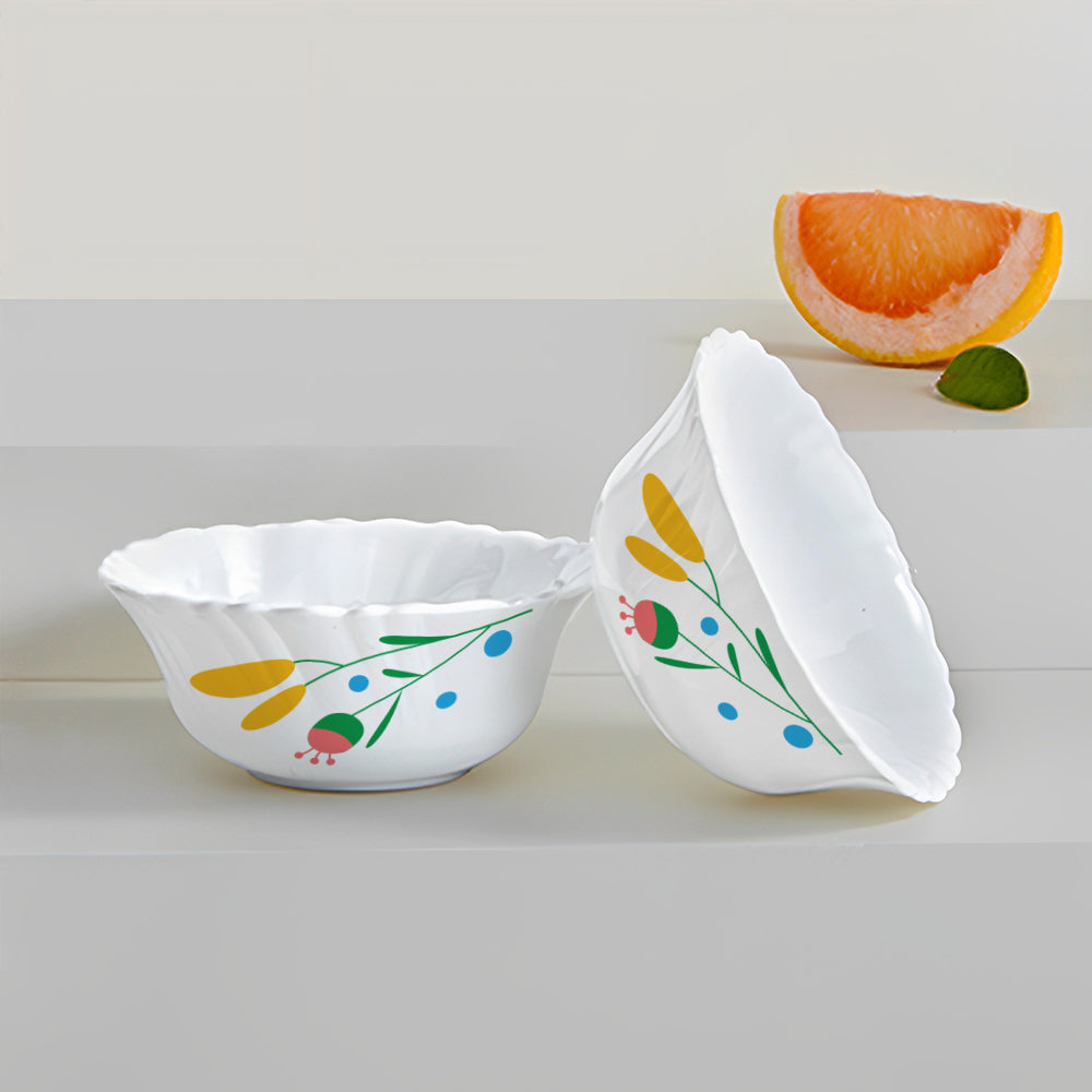 Borosil Golden Lush Veg Bowl, Fluted Set of 2.210 ml
