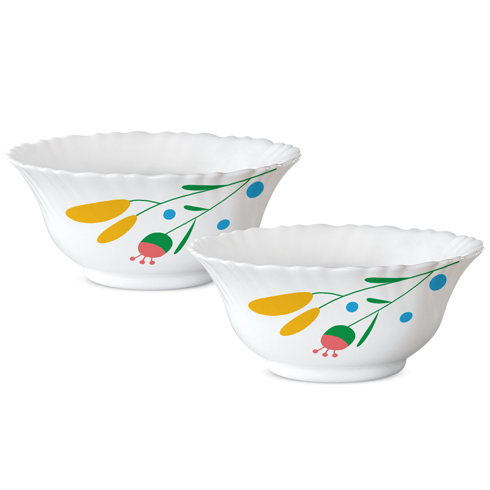 Borosil Golden Lush Veg Bowl, Fluted Set of 2.210 ml