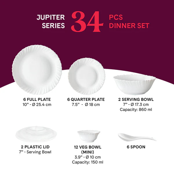 Borosil Larah Alina 34 pc Dinner Set
