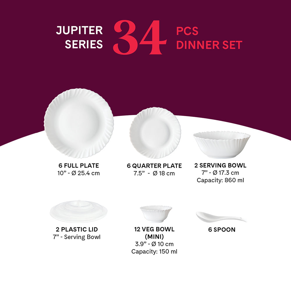 Borosil Larah Orwin 34 pc Dinner Set