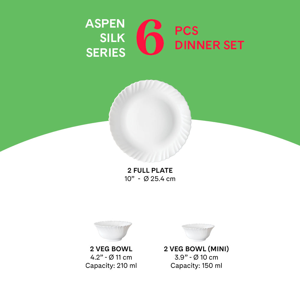 Borosil Larah Aspen 6 pc Dinner Set