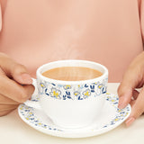 Borosil Larah Amara Cup n Saucer Set of 12, 220ml Blue