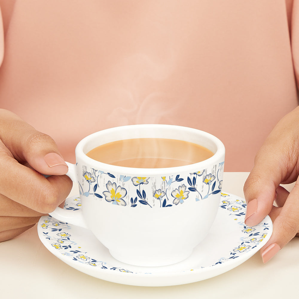 Borosil Larah Amara Cup n Saucer Set of 12, 220ml Blue